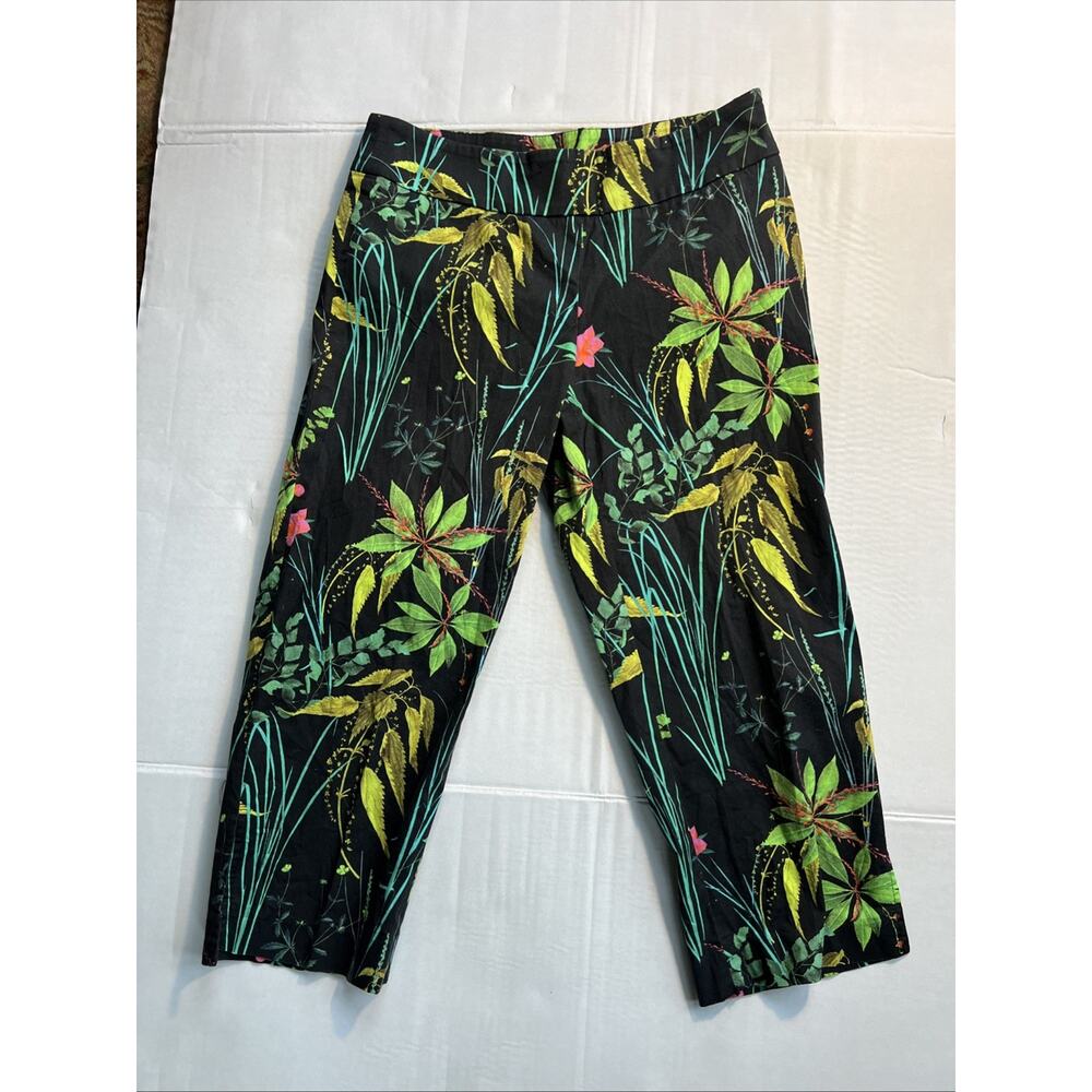 Vintage 90s Randy Kemper Botanical Cigarette Pant Dark Floral Eclectic Boho Sz 4 - Picture 2 of 11